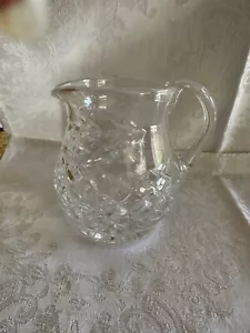 Vintage Cut Crystal Small Pitcher - Diamond and Leaf Pattern - Excellent - Picture 1 of 2