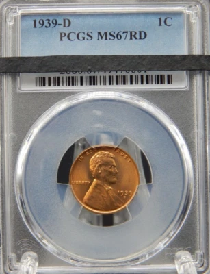 1939-D PCGS MS67 RD RED Lincoln Wheat Back CENT #BT-74 - Image 1 of 4