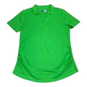 NWT PGA Tour Airflux Women's Green Ruched-Side Polo Top Size Large B48 - Picture 1 of 5