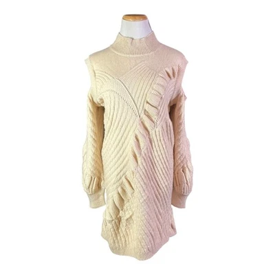 Alexis Talla M? Vestido Suéter Crema Hombro Frío Mezcla Lana Foto 1 de 4