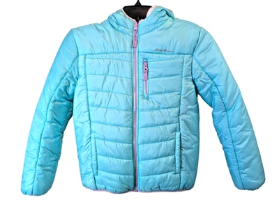 Chaqueta acolchada reversible Eddie Bauer para niña talla L 14-16 abrigo de invierno de peluche Sherpa Foto 1 de 4