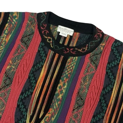 Vintage Norm Thompson XL Coogi Style Biggie Smalls Hip Hop Cosby 3D Sweater - Image 1 of 4