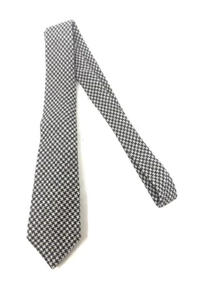 Corbata de tweed Brunello Cucinelli Made Italy lana seda franela gris topo pata de gallo Foto 1 de 4