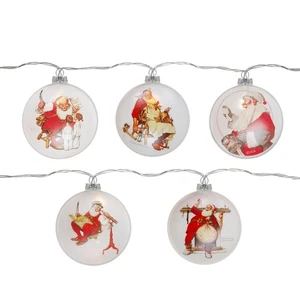 Juego de 5 luces de disco de Navidad Northlight Norman Rockwell de vidrio - Imagen 1 de 3