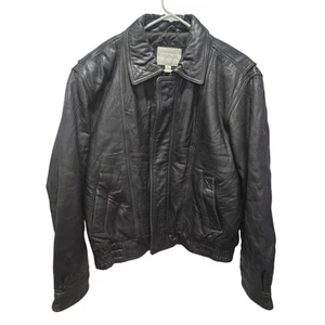 Vintage 90's y2k London Fog Men's Leather Bomber Jacket Size L   - Picture 1 of 13
