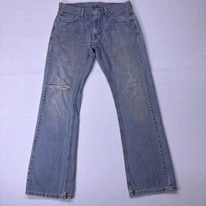 Pantalones de mezclilla occidentales Levi’s 527 para hombre 33x32 azul claro ajustados corte bota manchado trillado - Imagen 1 de 24