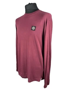 Stone Island Long Sleeve T Shirt Men's Burgundy Pullover Cotton Casual Top L - Picture 1 of 7