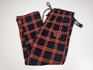 CHICAGO BEARS Pajama Pants Mens L Plaid Sleepwear Casual NFL Blue Orange NWT - Picture 1 of 7