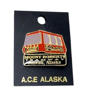 Juneau Alaska Mount Roberts Souvenir Pinback rot Straßenbahnwagen ca. 2 Zoll x 1,25 Zoll Neu - Bild 1 von 2