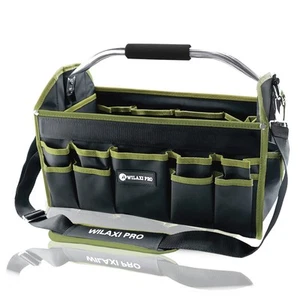 16in Foldable Open Top Tool Tote, Tool Bags For Men Heavy Duty, Tool Carrier ... - Picture 1 of 7