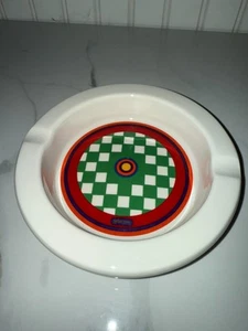 RARO Cenicero de Cerámica Peter Max Verde/Blanco a Cuadros 6.5” China Iroquesa RARO - Imagen 1 de 4