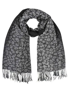 BLACK LEOPARD SPOT PASHMINA SHAWL SCARF - Picture 1 of 1