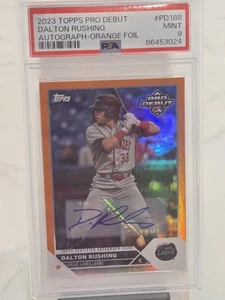 2023 Topps Pro Debut DALTON RUSHING Autograph RC Auto Orange Foil #/25 PSA 9 - Picture 1 of 4