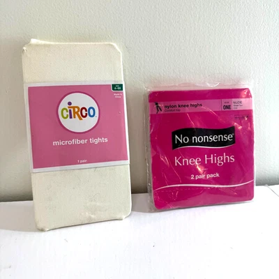 Lote de 2 medias de microfibra blancas Circo Girls 4-6X y hasta la rodilla sin tonterías Foto 1 de 4