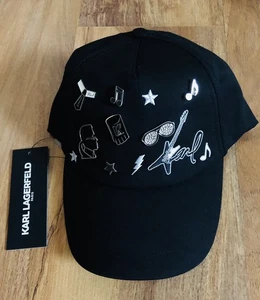 Cappello berretto nero baseball spille logo Karl Lagerfeld Paris nuovo con etichette donna taglia unica - Foto 1 di 8