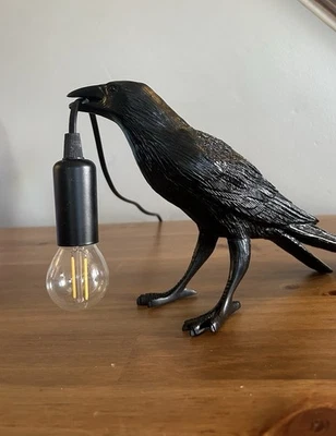 Lámpara de mesa cuervo con bombilla gótica cuervo luz cuervo decoración Foto 1 de 2
