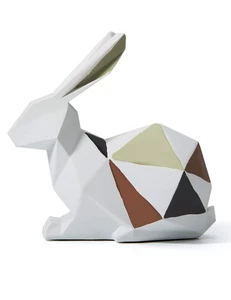 Estatua de conejo decoración de conejito artes geométricas estatuilla moderna poliresina 6,1 pulgadas - Imagen 1 de 9