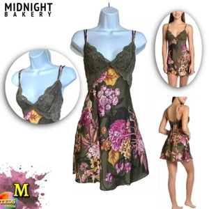 NWT Midnight Bakery Women's Size M Satin sleepwear Chemise CID110 Green - Picture 1 of 8