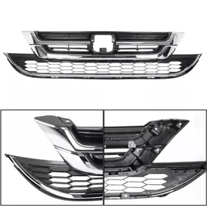 Fits Honda 2010-2011 CRV CR-V Chrome Front Upper & Lower Honeycomb Grill Grille - Picture 1 of 12