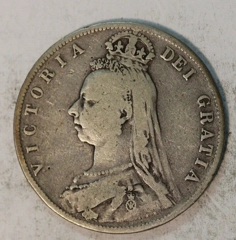 1889 Great Britain UK Victoria Half Crown Silver Coin - L72.B.61 Cover