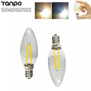 2w E14 E12 C25 Led Candle Light Bulbs Energy/saving Glass/cover Chandelier Room - Picture 1 of 16