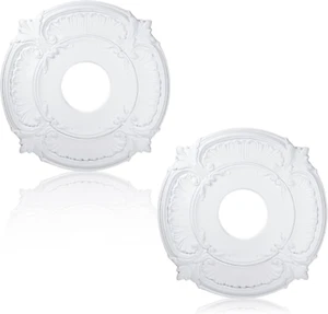 2 Pieces PU Ceiling Medallion Decorative Ceiling Fan Medallion round Home Lighti - Picture 1 of 12