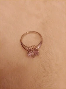 Pretty CZ Solitaire Round Cut Silver Tone Ring Size 8 UK Size Q - Picture 1 of 5