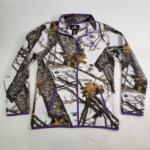 Mossy Oak Women's White & Purple Snow Fleece Camo Full Zip Jacket Size S EUC - Picture 1 of 9