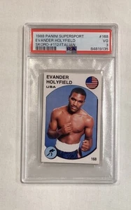 EVANDER HOLYFIELD RC 1988 PANINI SUPERSPORT SCORO BACK ROOKIE CARD #168 PSA 3 - Picture 1 of 2