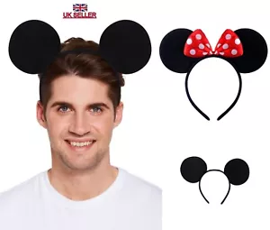 Mickey Minnie Maus Ohren Stirnband Alice Band Kostüm Fleckschleife Damen Mädchen - Bild 1 von 5