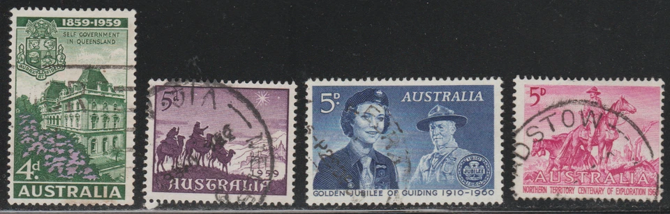 Australia 1959-60 SC# 333 - 336 - Four different stamps - Used Lot # 069 - Image 1 of 2