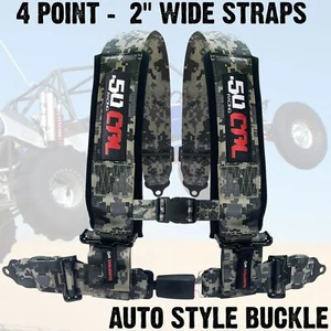 2" 4 Point Off Road Harness Auto Style Buckle Push Button Release - DIGITAL CAMO - Picture 1 of 10