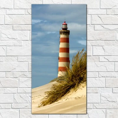 Glasbilder Wandbild Druck auf Glas Leuchtturm Dünen Sand Strand Natur 50x100 - Bild 1 von 4