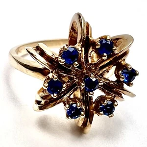 Vintage, 10K Solid Yellow Gold Tanzanite Cocktail Ring Size 6.5, 4 Grams - Picture 1 of 11