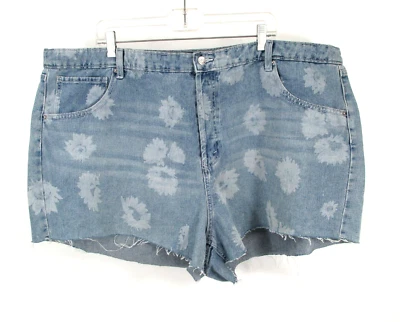 NUEVO CON ETIQUETAS WILD FABLE Pantalones Cortos Cortados Mujeres 24 Azul Denim Floral Tiro Súper Alto Dobladillo Crudo Foto 1 de 4