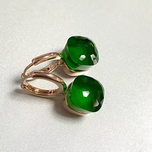Smeraldo Cuscino 925 Argento Sterling Verde Cerchio Oro Pieno Orecchini Di Donna - Imagen 1 de 76