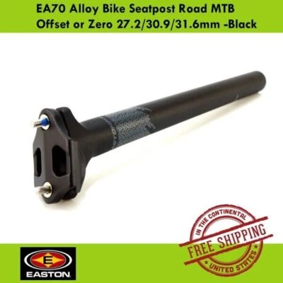 Tija de sillín de bicicleta de aleación Easton EA70 desplazada o Zero 27,2/30,9/31,6 mm MTB de carretera - negra Foto 1 de 4