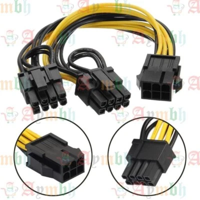 EPS12V / CPU 6pin to dual 6+2pin PCI-E PCI express VGA Graphic cable Y splitter - Image 1 of 4
