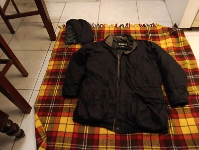 RFT Rainforest Mens Sz L Goose Down Parka Jacket Coat w/ Hood Black Ski Puffer - Image 1 of 4