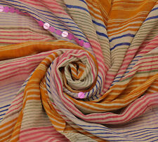 Sushila Vintage Multi-Color Saree Pure Georgette Silk Printed Stripes Fabric