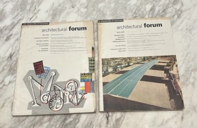 ARCHITECTURAL FORUM Magazine 1954 lot of 2 vintage MCM design art - Image 1 of 4