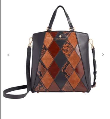 Bolso de Mano Bruno Magli Damiana Pequeño Negro/Tostado/Cuero Caramelo/Gamuza Foto 1 de 4