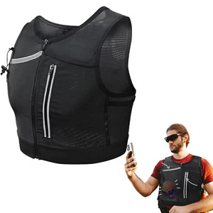 Running Vest Phone Holder Bag Night Reflective Summer Joggers Lightweight - Picture 1 of 14
