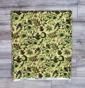 Robert Kaufman NATURES BRILLIANCE Gold Green Tan Leaf Print Quilt Fabric 4.1 yds - Picture 1 of 4