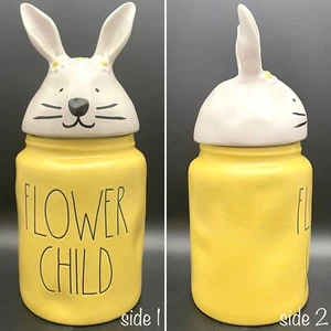 Rae Dunn FLOWER CHILD Large Letter Easter Bunny Cookie Jar China 13.5" Tall - Picture 1 of 12