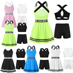 Kids Girls Vest Performance Sports Golf Dress And Shorts A-line Sportswear Gym - Picture 1 of 40