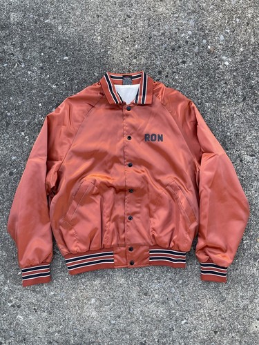 Giacca Aristo Jac By Hilton da uomo arancione taglia L raso bomber coach anni '80 foderata