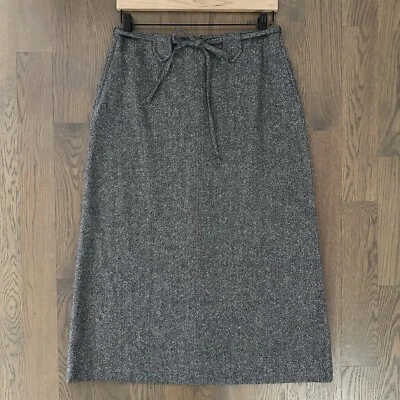 Isda & Co. Falda Midi Tweed Mezcla Lana Corbata Cintura en Negro, Crema, Gris Talla 6 Foto 1 de 4