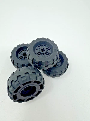4 Lego Wheel Tire 37x18R Black Axle Hole Car Vehicle 4517737 55982c04 - Image 1 of 2