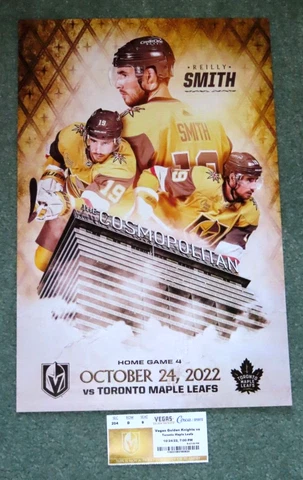 Golden Knights Poster Reilly Smith 10/24/22 vs. Toronto Maple Leafs WITH TICKET! Cover